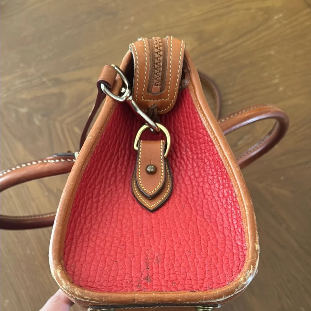 Vintage 90s Dooney & Bourke All Weather Leather Red  Satchel w/ Shoulder Strap - Picture 4 of 16